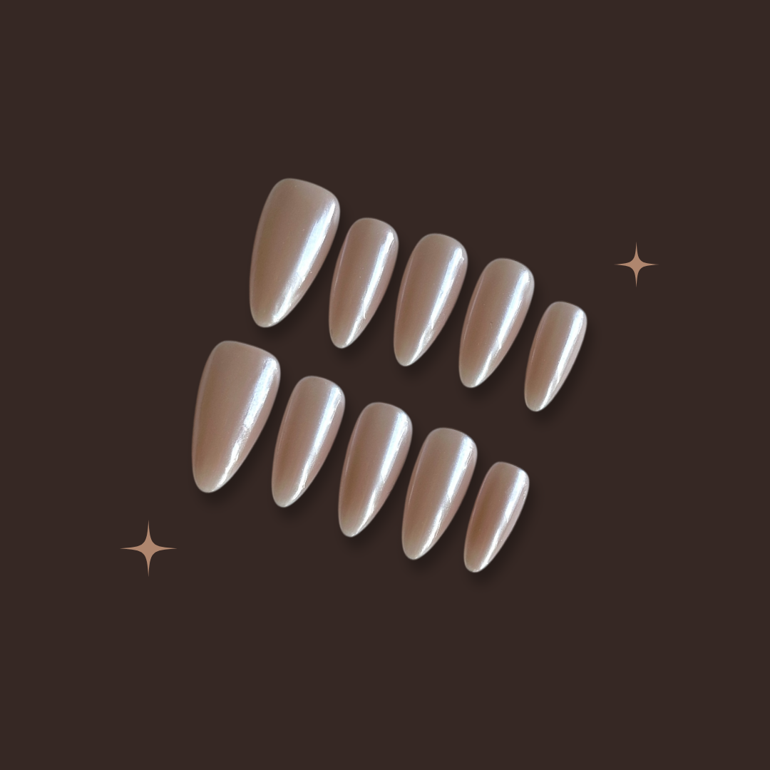 Hailey Glossy Elegant Neutral Handmade Reusable Press-On Nail Set