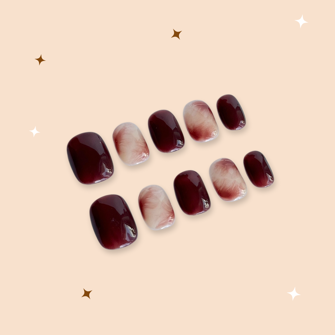 Maroon Marbled Nail Art Made Easy