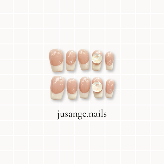 Beige French Charm Short Square Press-On Nail Set